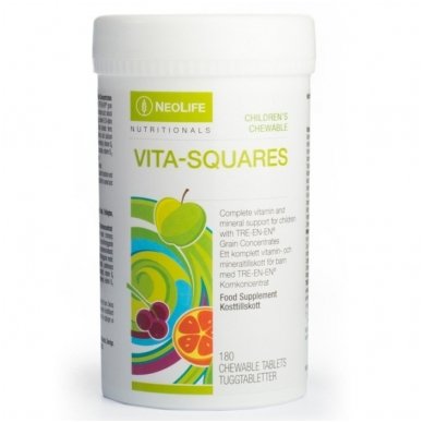 Vita-Squares - "NeoLife" kramtomieji polivitaminai vaikams (180 tablečių)